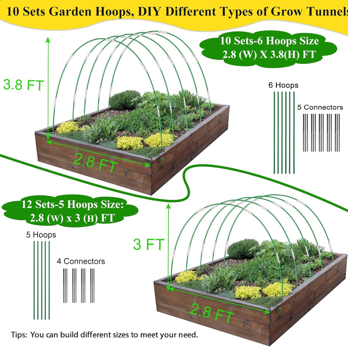 greenhouse hoops grow tunnel wide, 8ft rust-free fiberglass, close-up detail