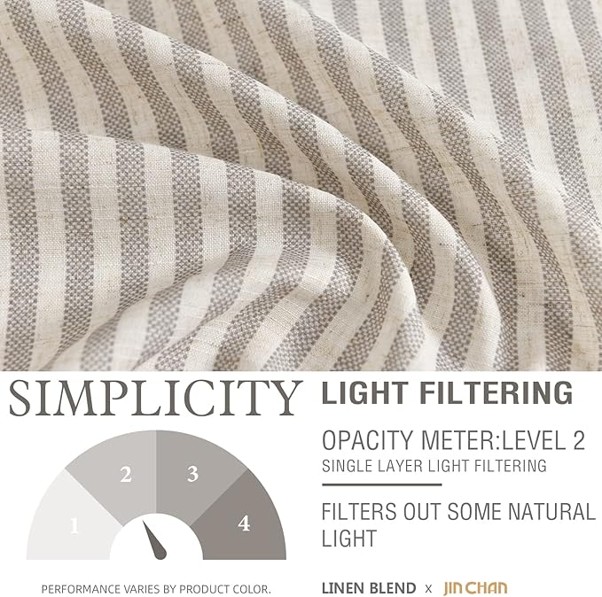 jinchan Valance Curtain Linen Textured Striped Window Curtain - Image 8
