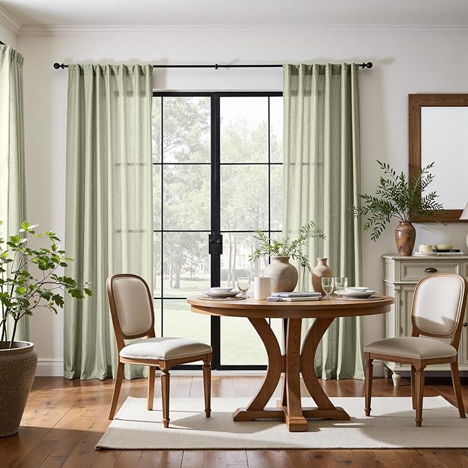 jinchan Linen Blend Curtains 84 inch Length 2 Panels - Image 2