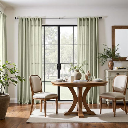 jinchan Linen Blend Curtains 90 inch Length 2 Panels - Image 2