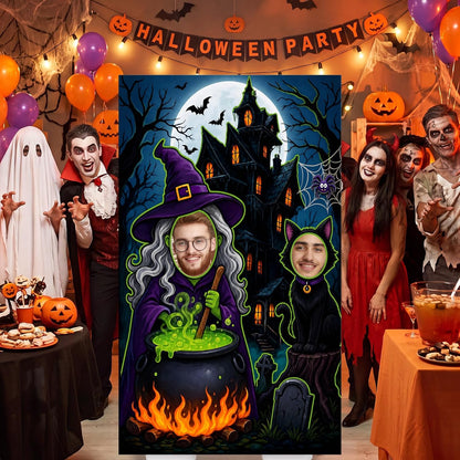 Qunclay 5.4 ft Halloween Witch Cardboard Cutout Photo Prop with Base