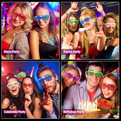 Honoson 102 Pcs LED Light Up Glasses, Glow Shutter Glasses, Glow in the Dark Party Supplies for Adult Neon Flashing Bulk Party Favor for Halloween Birthday Wedding Carnival Rave Xmas Concert (6 Color)