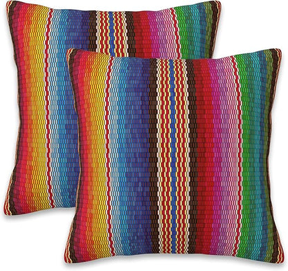 Throw Pillow Covers Blanket Stripes Pillow Covers 18x18 Inch Set of 2 Colorful by Naqiuli
