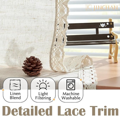 jinchan Linen Curtains for Living Room Bedroom Light Filtering Semi Sheer - Image 4