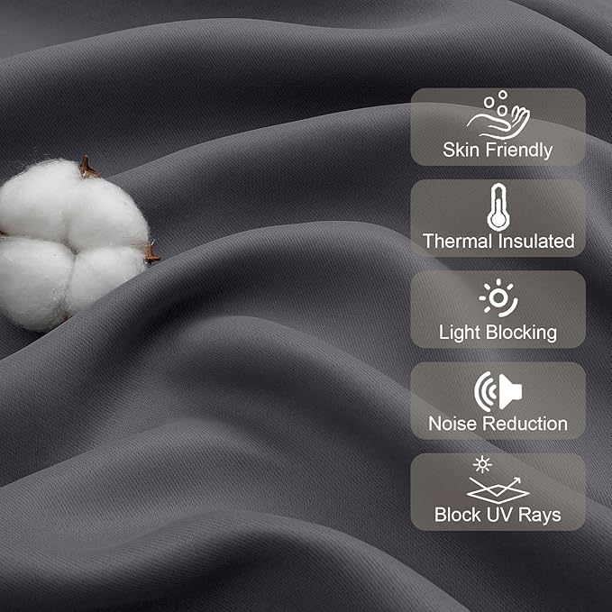 Gwine Charcoal Grey Blackout Curtains - Image 4