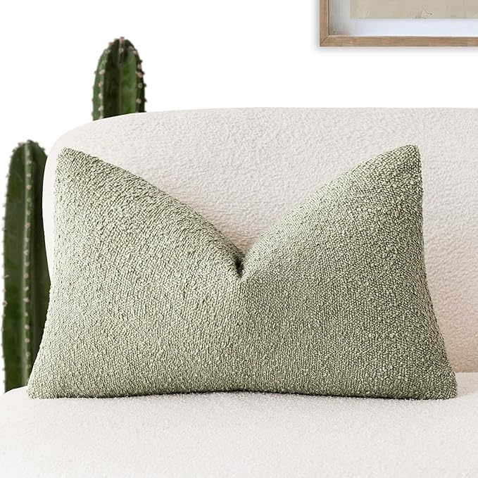 Foindtower Decorative Textured Boucle Throw Pillow Covers Accent Solid Lumbar by Foindtower
