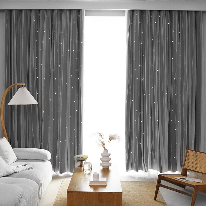 Kinryb Kids Blackout Curtains for Bedroom/Living Room/Classroom, Sheer Overlay - Image 3
