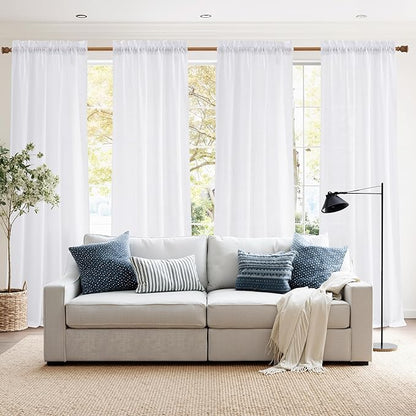NICETOWN Pure White 4 Panels Privacy Sheer Curtains 52 x 96 Inches Long by NICETOWN