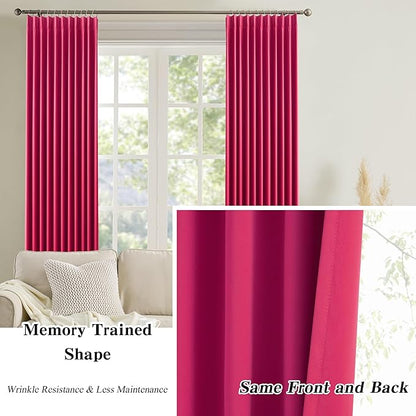 KEQIAOSUOCAI Pinch Pleated Hot Pink Blackout Curtains 72 Inches Long, Sound & - Image 6