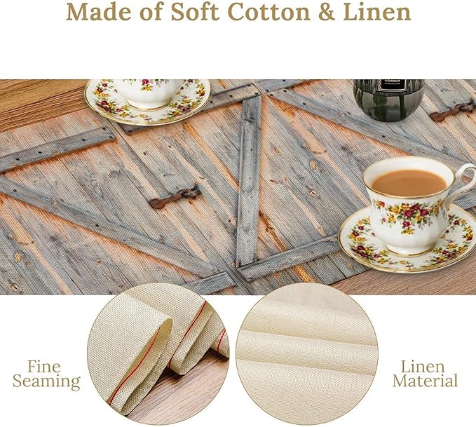 Rustic Barn Door Table Runner Farmhouse Wooden Wood Vintage Plank Country - Image 5