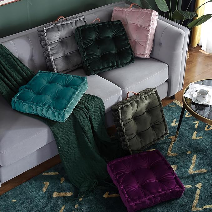 vctops Square Solid Color Velvet Seat Cushion - Image 3