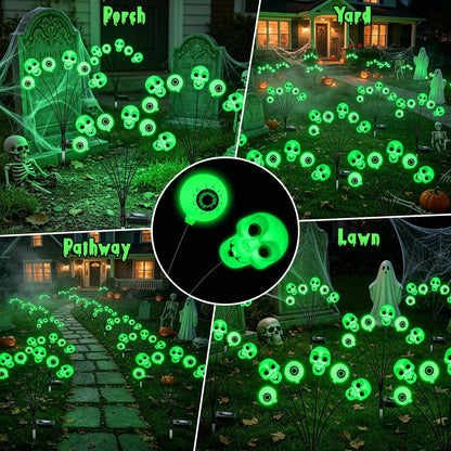 Halloween Decorations Outdoor, 4 Pack 24 LED Green Solar Scary Eyeball Lights, Waterproof Swaying Solar Firefly Light, Spooky Eyes Halloween Decor for Garden Yard Patio Lawn Pathway Party