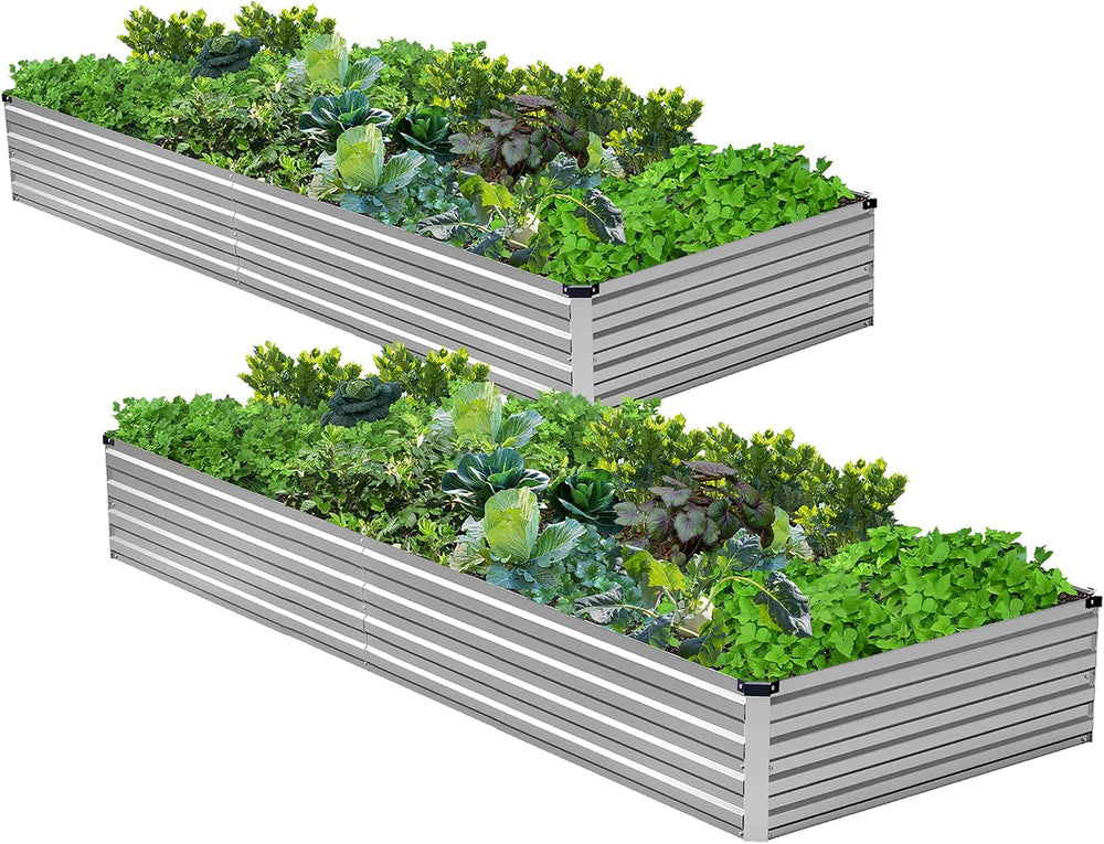 6x3x1ft(2 PCS) Galvanized Raised Garden Beds Kit,Silver