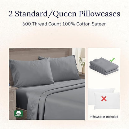 CALIFORNIA DESIGN DEN Luxuriously Soft Hotel Quality 600 Thread Count, 100% - Image 4