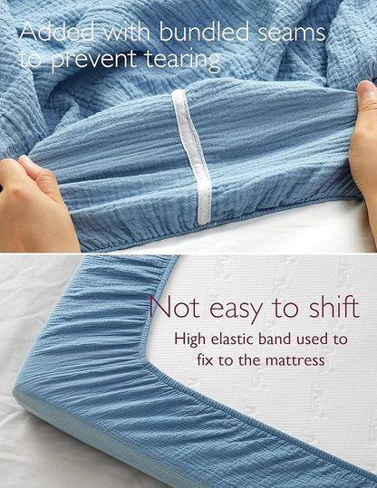 Momcozy Muslin Standard Fitted Crib Sheets, 2 Pack Soft Breathable Natural - Image 4
