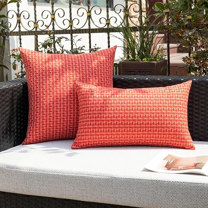 Kevin Textile Outdoor Waterproof Throw Pillow Covers Pack of 2 Weaving Texture - Image 5