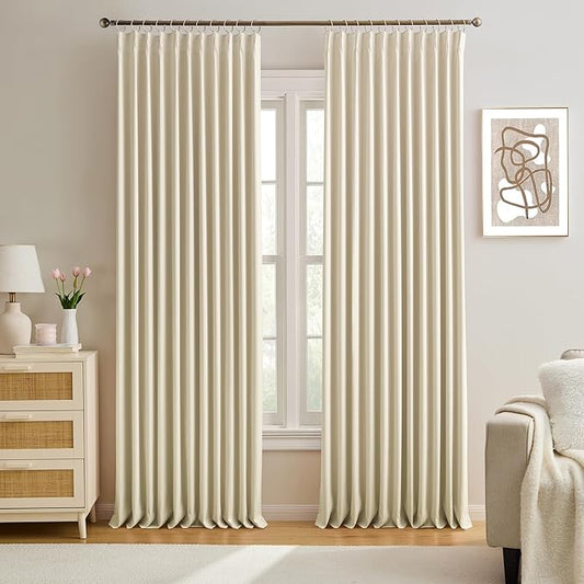 KEQIAOSUOCAI Cream Beige Fancy Track Curtains 90 Inches Long, 72 Inch Wide by KEQIAOSUOCAI