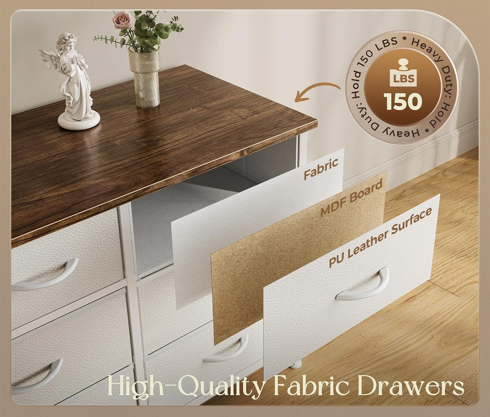 Huuger 77.6" Long Dresser for Bedroom, 16 Drawer Fabric Dresser for Clos...