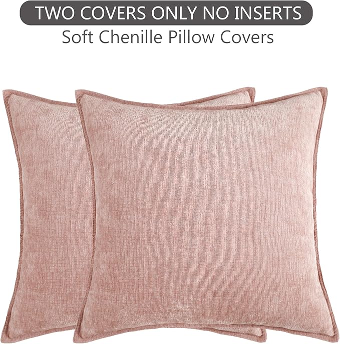 Stellhome Soft Decorative Chenille Pillow Covers 18x18 Inch Natural Pink Boho - Image 8