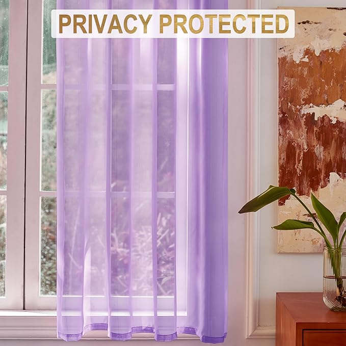 Foil Stripe Purple Sheer Curtains 72 inches Length 2 Panels - Image 5