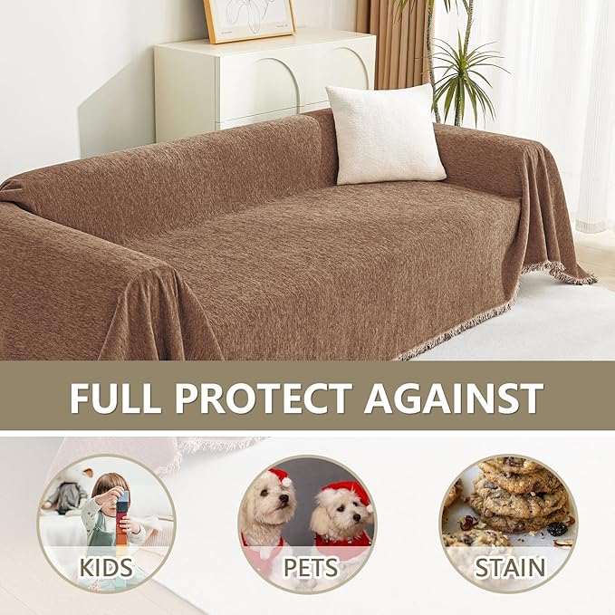 MYSKY HOME Boho Couch Cover Camel Sofa Covers - Image 4