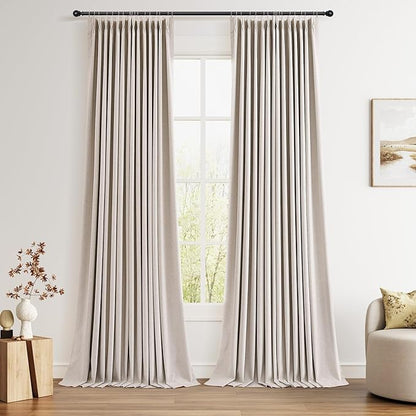 Pinch Pleat Linen 100% Blackout Curtains 112 Inches by Joywell