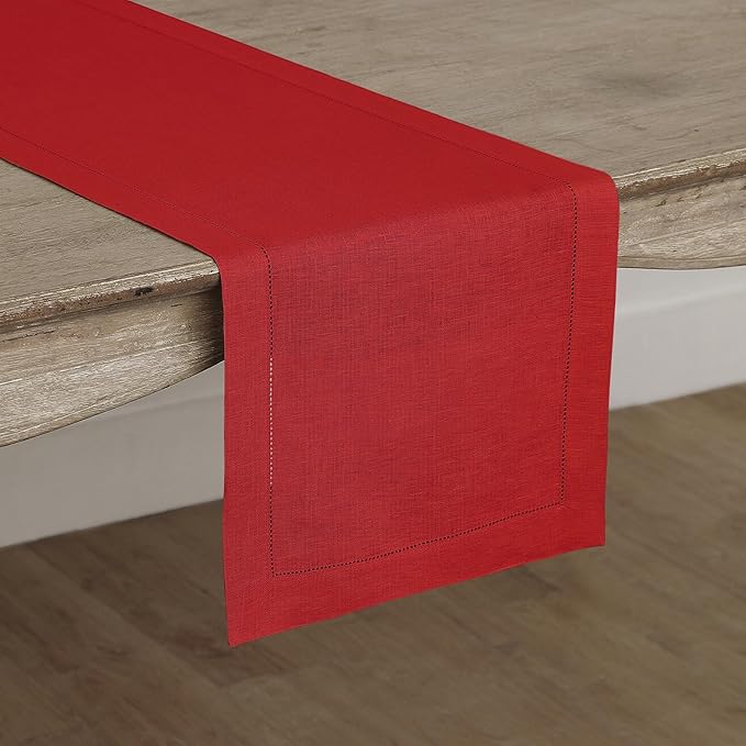 Solino Home Linen Red Table Runner 108 Inches Long - Image 2