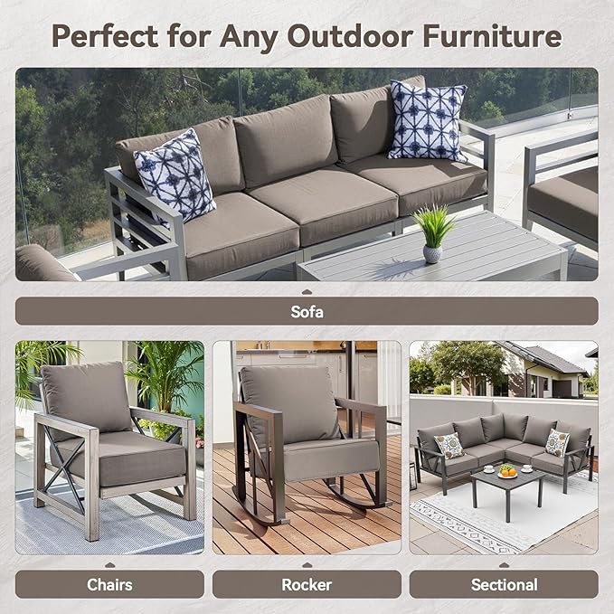 6" Thick Outdoor Cushions 22x24x6, 2-Set Deep Seat Patio Cushions - Image 7