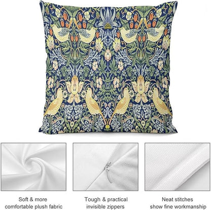 William Morris Floral Original Throw Pillow Covers Boho Chic Retro Floral Bird - Image 7