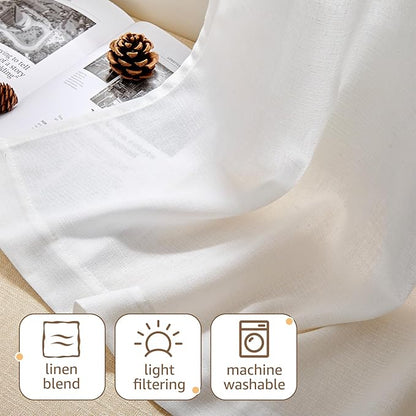jinchan Kitchen Curtains Linen Tier Curtains 20 Inch Farmhouse Cafe Style - Image 7