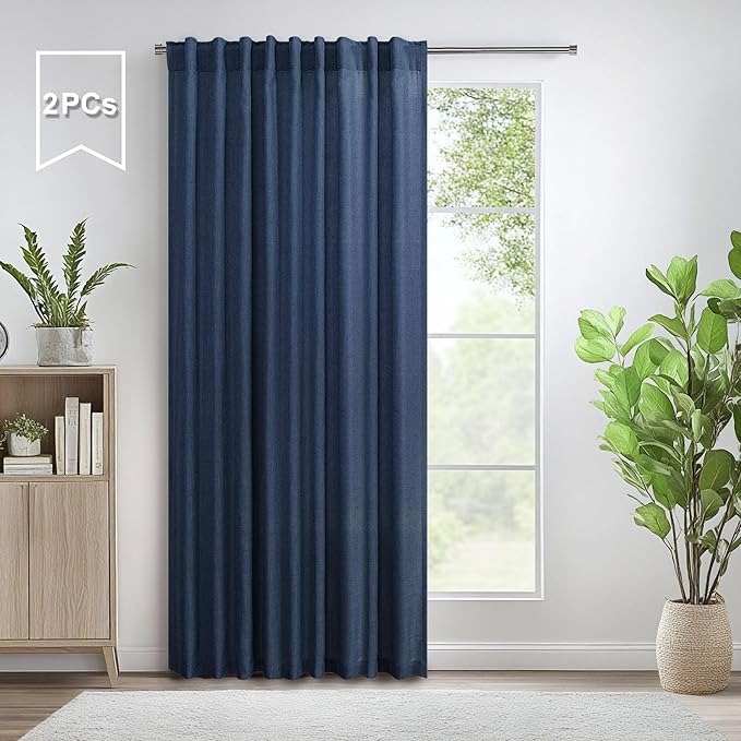 Pitalk 60 Inch Wide Curtains for Living Room 2 Panel Back Tab Pocket Drape Semi by Pitalk
