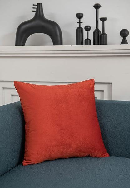 Fall Couch Pillow Cases 18x18 Burnt Orange: 2 Pack Cozy Soft Velvet Square - Image 3