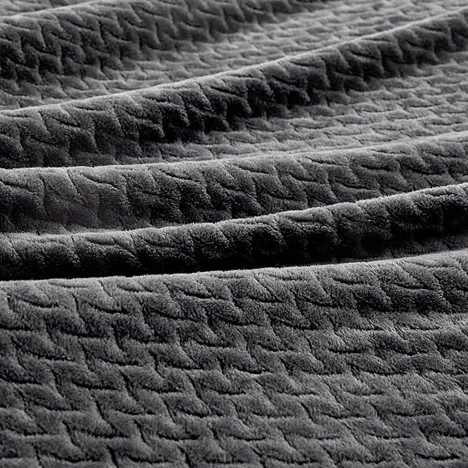 Oversized King Fleece Blanket 120x120 Inches, Seamless Soft Cozy 3D Jacquard - Image 4