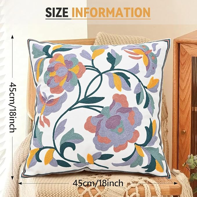 Embroidered Flower Pillow Cover Farmhouse Soft Pillowcase Aesthetic Design - Image 6