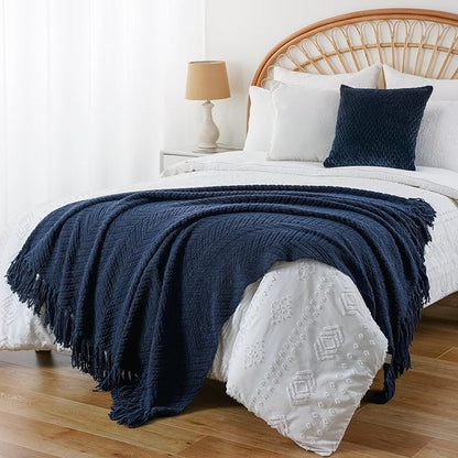 BATTILO HOME Navy Blue Throw Blanket - Image 7