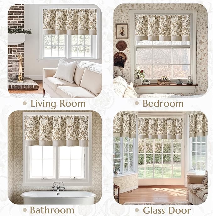 JINCHAN Linen Valance Kitchen Curtain - Image 6