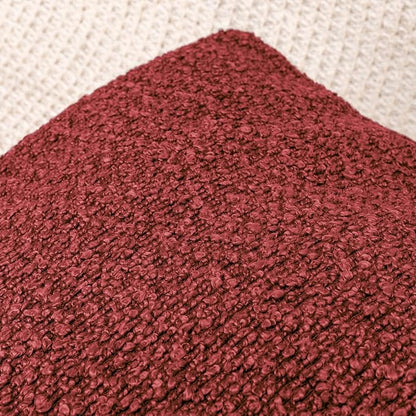 12x24 inch Boucle Lumbar Pillow Cover, Burgundy Woven Texture Neutral Long - Image 6
