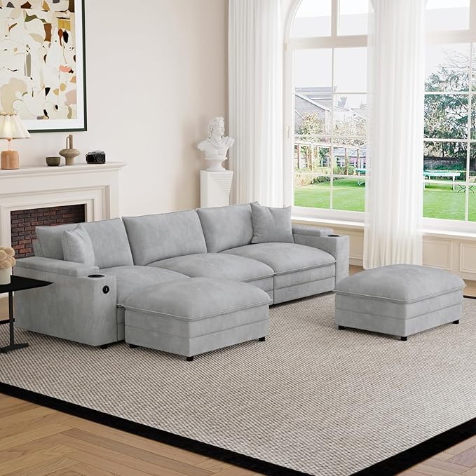 115" U Shaped Cloud Sofa Couch by Unknown