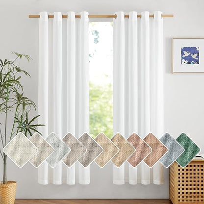 NICETOWN Thick Linen White Curtains 72 inches Long by NICETOWN