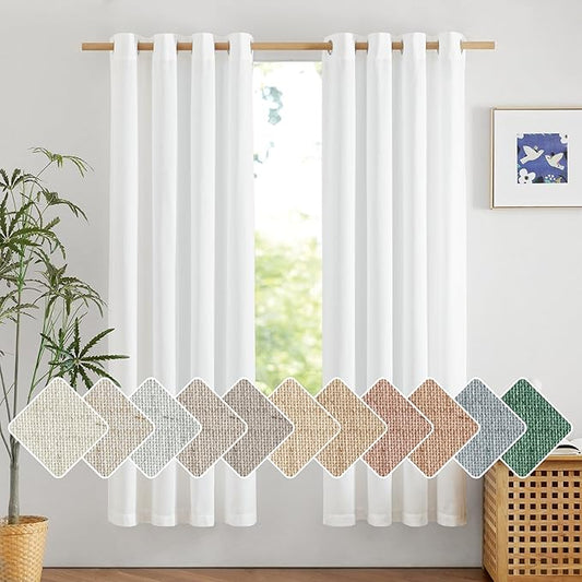 NICETOWN Thick Linen White Curtains 72 inches Long by NICETOWN