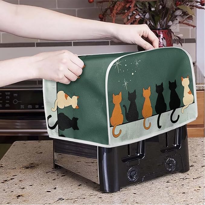 Cat Printed Bread Maker Cover, 4 Slice Kitchen Small Appliance, Toaster Cover - Image 3