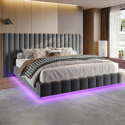 jocisland queen bed frame with 85" wide velvet, main product view