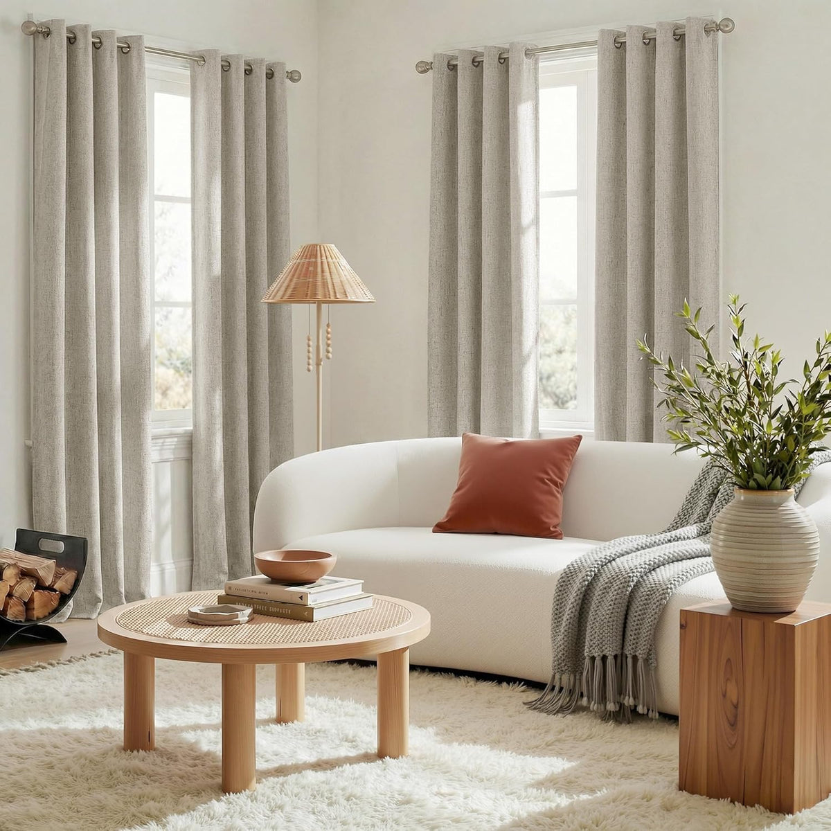 nicetown beige linen blackout curtains 84 inches long, package contents
