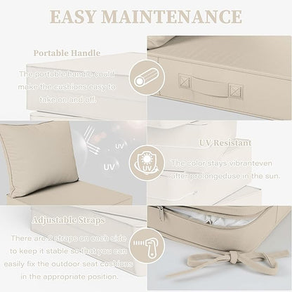Outdoor Seat Cushion Set 24 L × 24 W × 5 H Inch Waterproof & Fade Resistant - Image 4