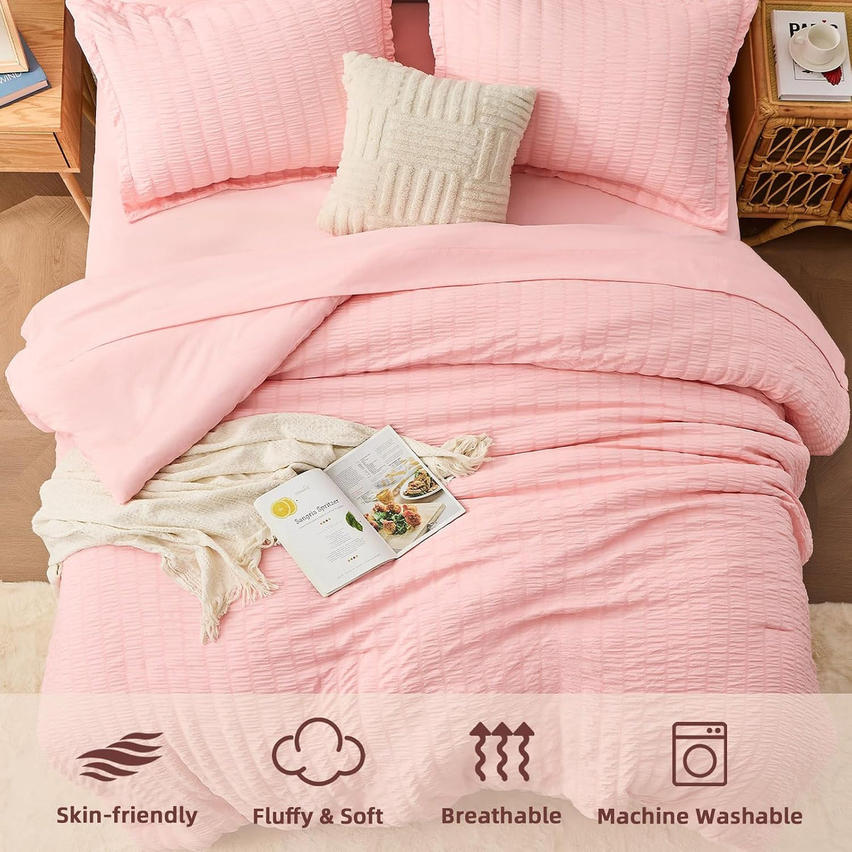 fuanna pink full size comforter sets for girls, side view