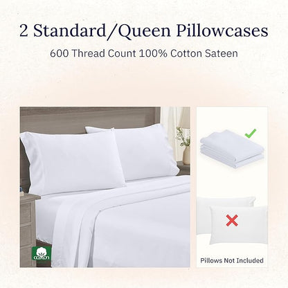 CALIFORNIA DESIGN DEN Luxuriously Soft Hotel Quality 600 Thread Count, 100% - Image 3