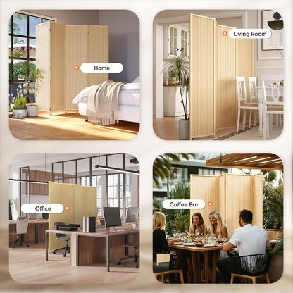 jostyle room divider 4 panel folding privacy screen, front angle view
