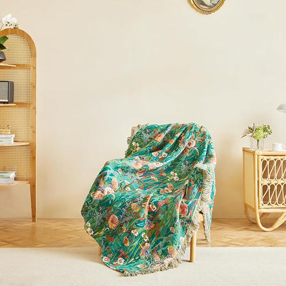 MSGKV Boho Throw Blanket 60"x80" Floral Blankets - Image 2
