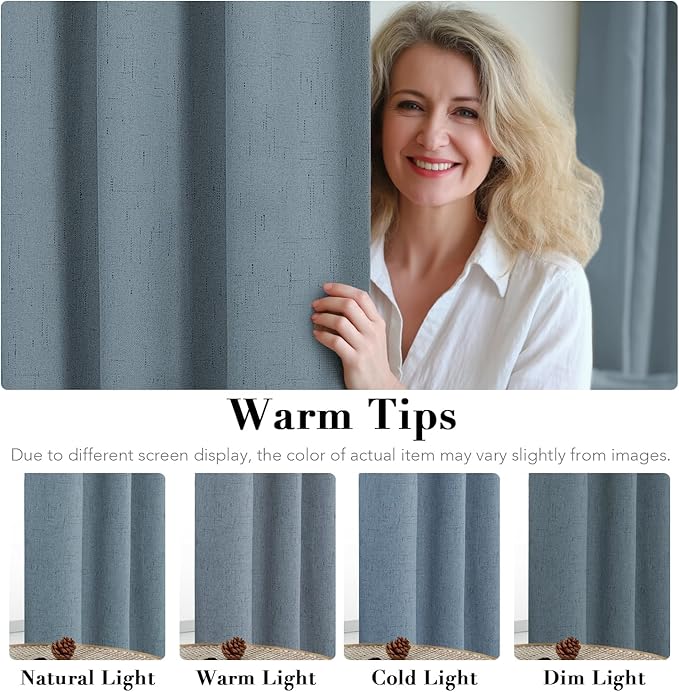 H.VERSAILTEX Linen Blackout Curtains 63 Inches Long 100% Blackout Thermal - Image 5