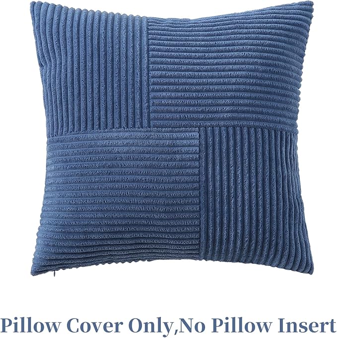 Denim Blue Throw Pillow Covers 24x24 inch, Farmhouse Home Decor, Boho - Image 3